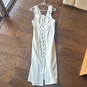 Free People Cream Button-Front Midi Dress